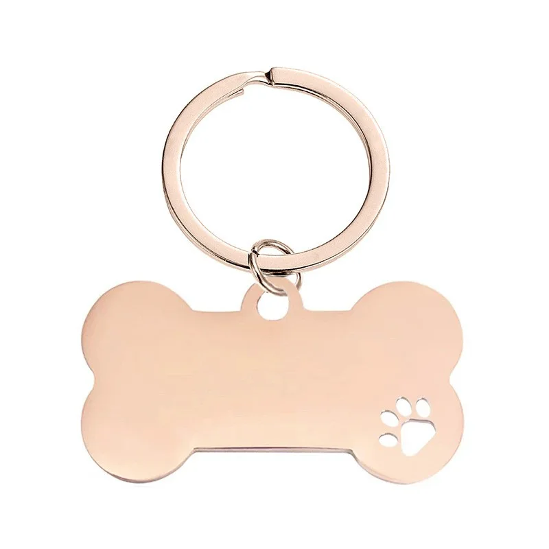 Высокая полировка из нержавеющей стали пустые рекламные логотипы полые Pet Paw Pint подвеска косточка собака бирка Выгравированный металлический брелок