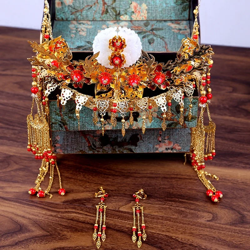 new product chinese bridal wedding hair accessories handmade pearl crystal hairband