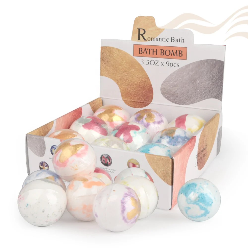 Hot Sell In 2024 Set Of 9 Unique-Suraface Natural Bath Balls Gift Box Scented Essential Oil Luxury Bath Bomb Gift Set
