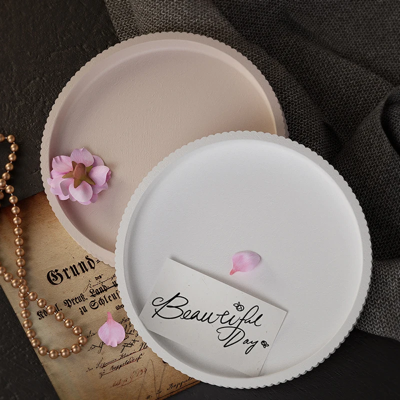 Round Tray Drop Glue Epoxy Resin Mold DIY Handmade Gypsum Tray Base Decoration Resin Silicone Molds
