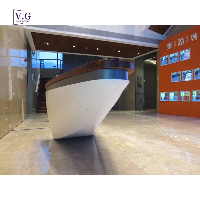 custom modern design office wood stone reception counter boat shape dental office reception pictures