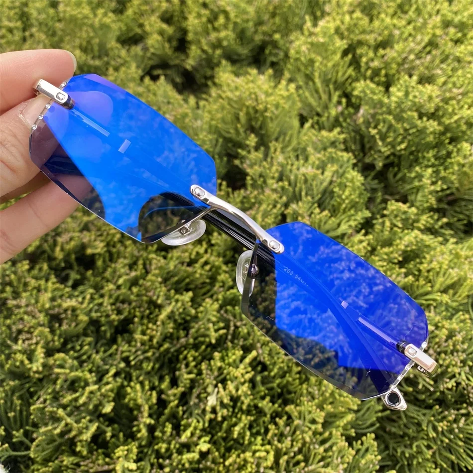 computer small rectangle polygon TR90 diamond lunette photogray anti reflet pour femme ladies women rimless photochromic glasses