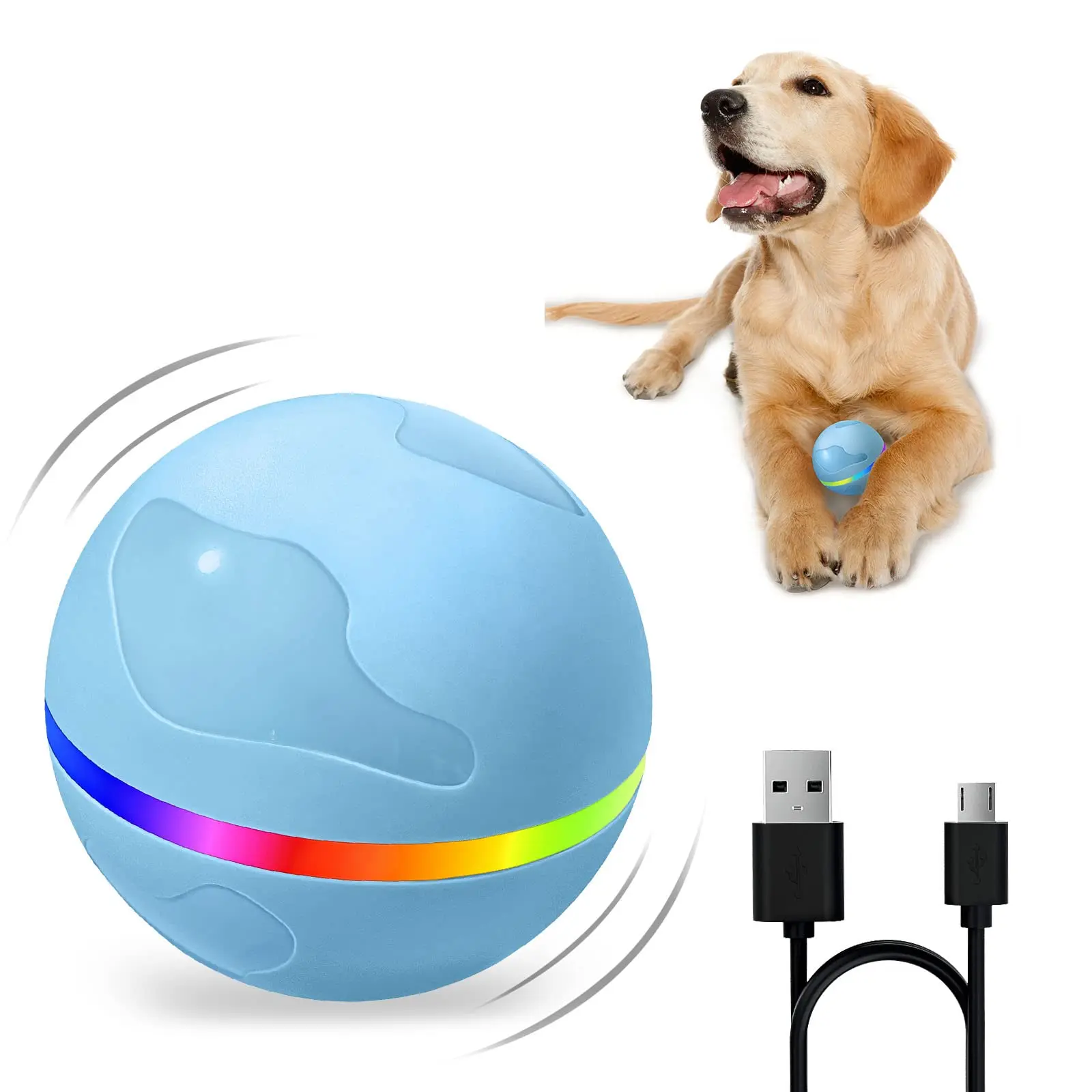 Petdom Automatic Wicked Ball for Dogs with Motion Activated USB Rechargeable Interactive Dog Ball Toys