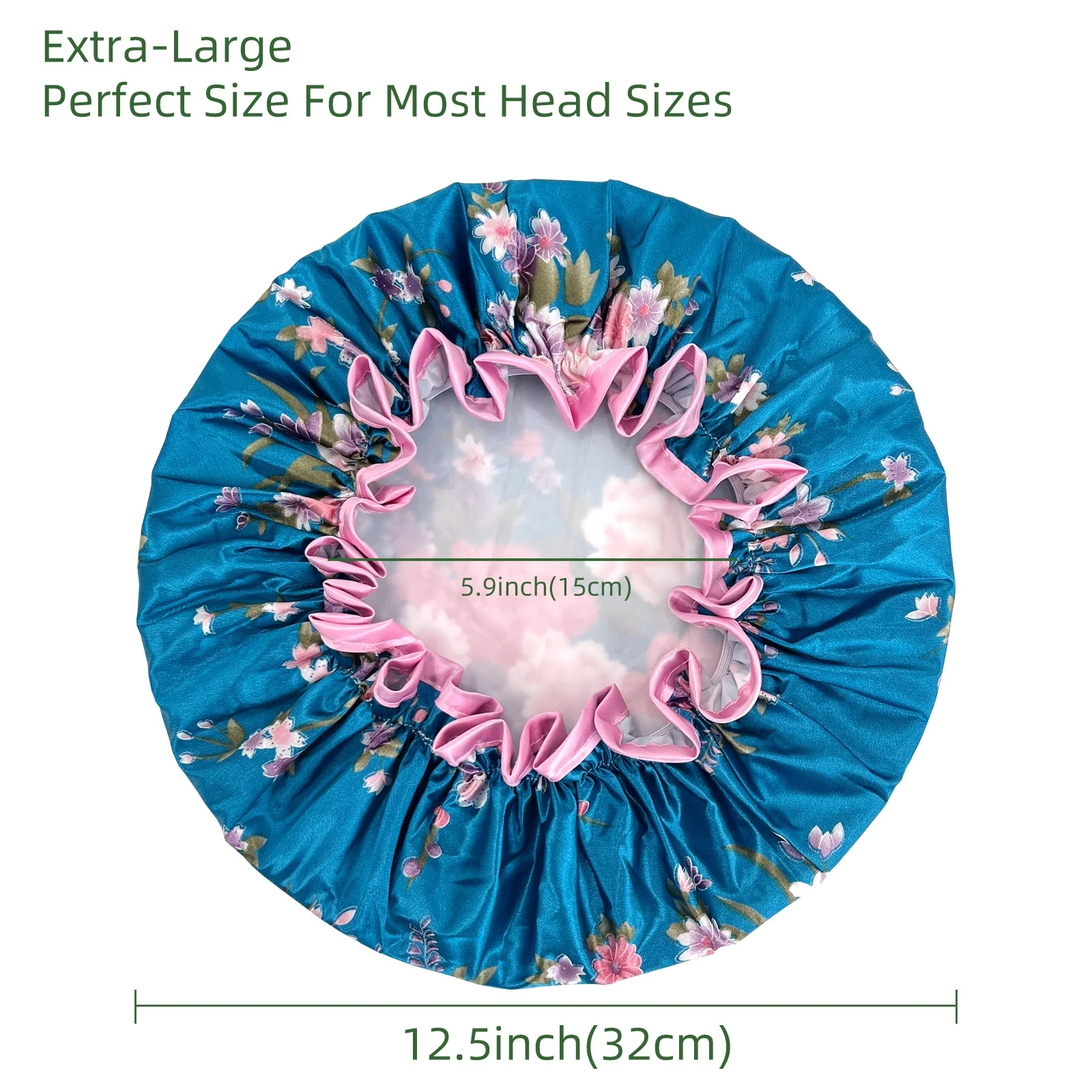 Custom Designer Double Waterproof Layers Elastic Reusable Bathing Hair Ladies Spa Shower Caps for Women