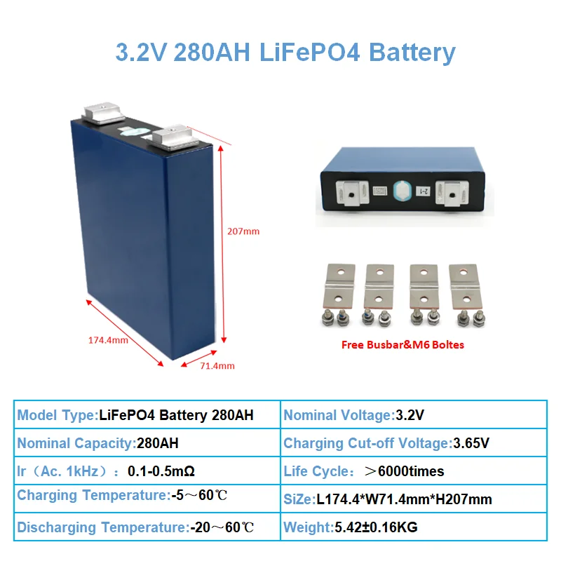 280AH 3.2V Lifepo4 Prismatic Cell