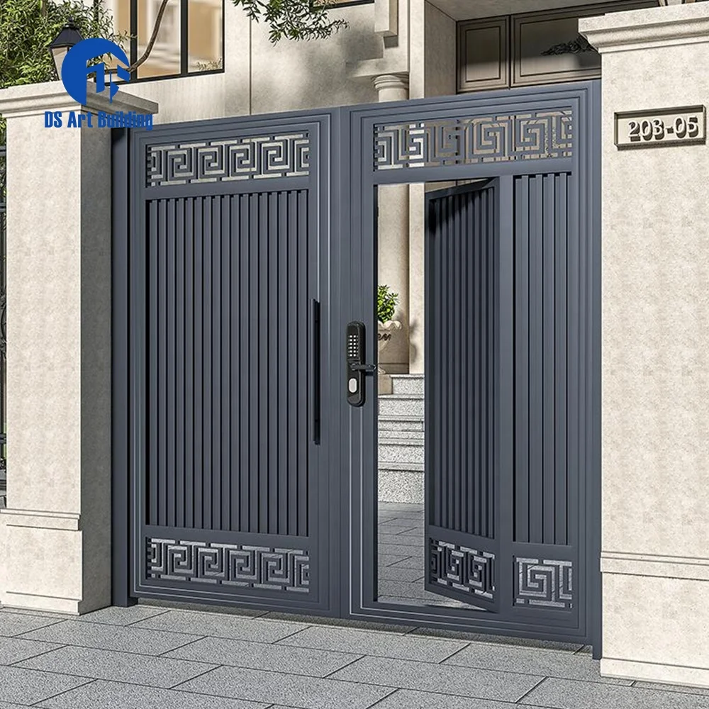 DS Villa Doors Electric Garden Gates Aluminium Courtyard Gate Style Cast Aluminium European Metal Aluminum Gate