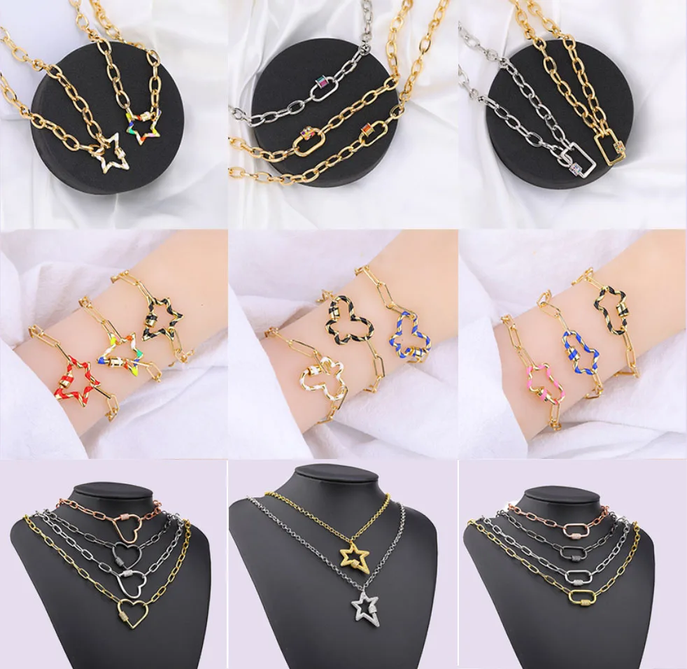 
Copper micro-inlaid jewelry buckle clasps pinch type zircon necklace bracelet link pendant 