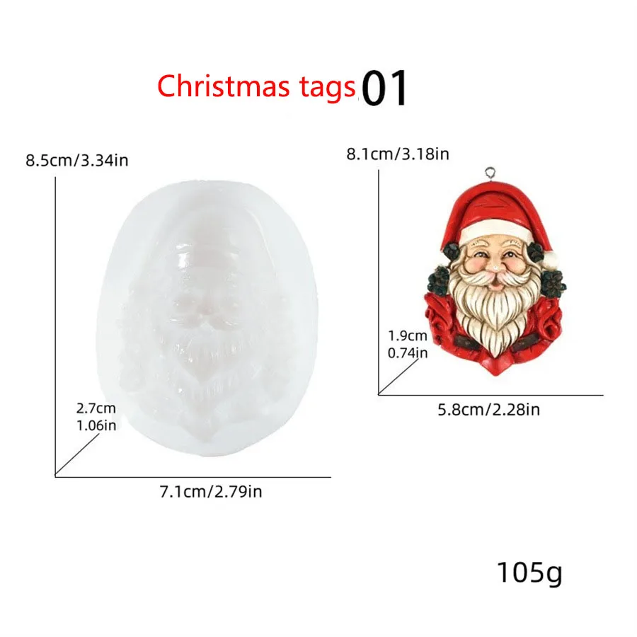 Christmas DIY handicraft pendant Santa Claus tag Silicone mold Christmas decoration accessories