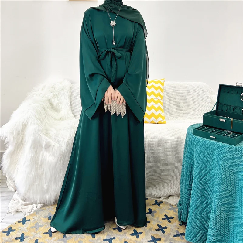 Formal Turkish Islamic Caftan Abaya Dress Long Sleeve Ethnic Style Solid Color Plus Size Multicolor Muslim Robe Middle East