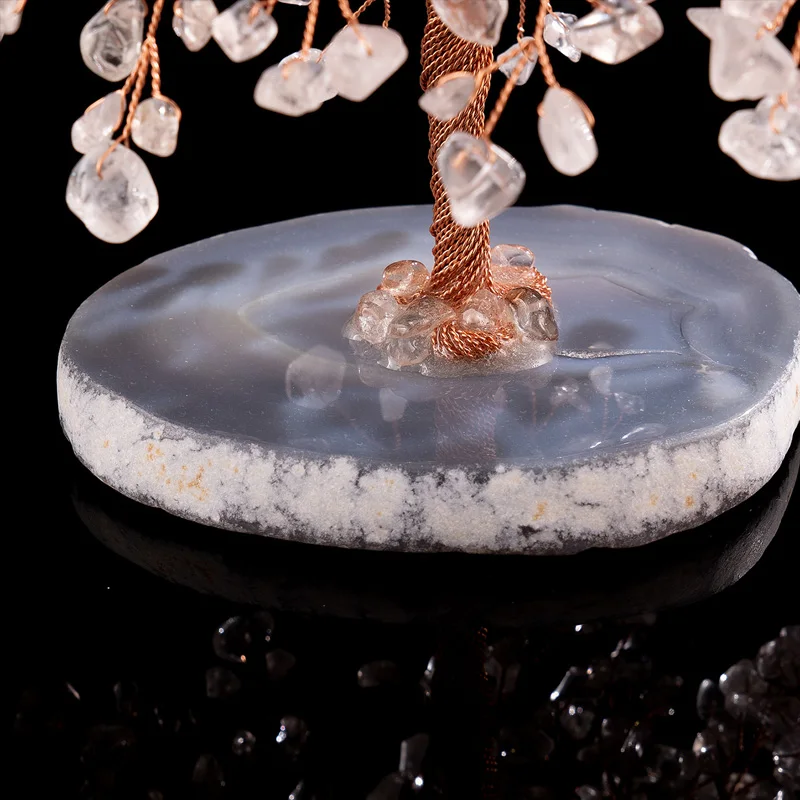 
Wholesale Natural Rose Quartz Stone Natural Citrine Fortune Tree Home Decoration Natural Agate 