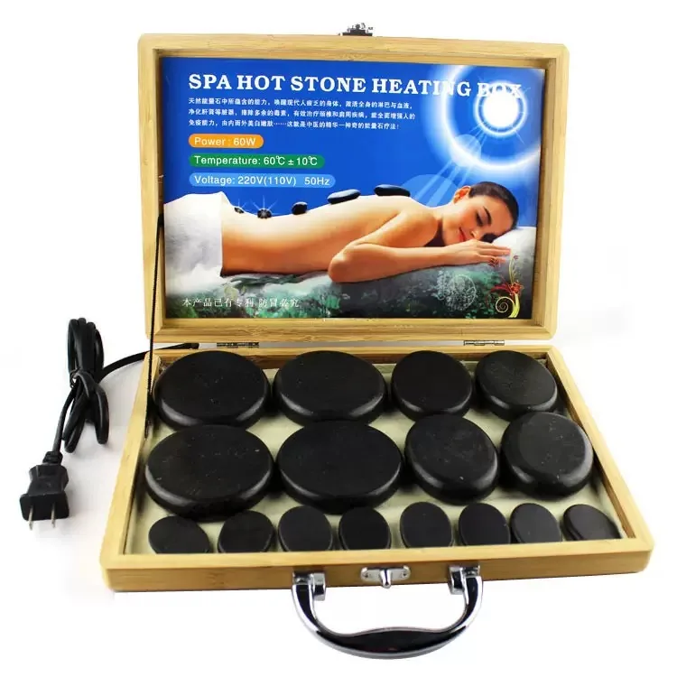 Chinese Wholesale 16/18/20pcs Natural Energy Stone Set Hot Stones Massage Set with Warmer