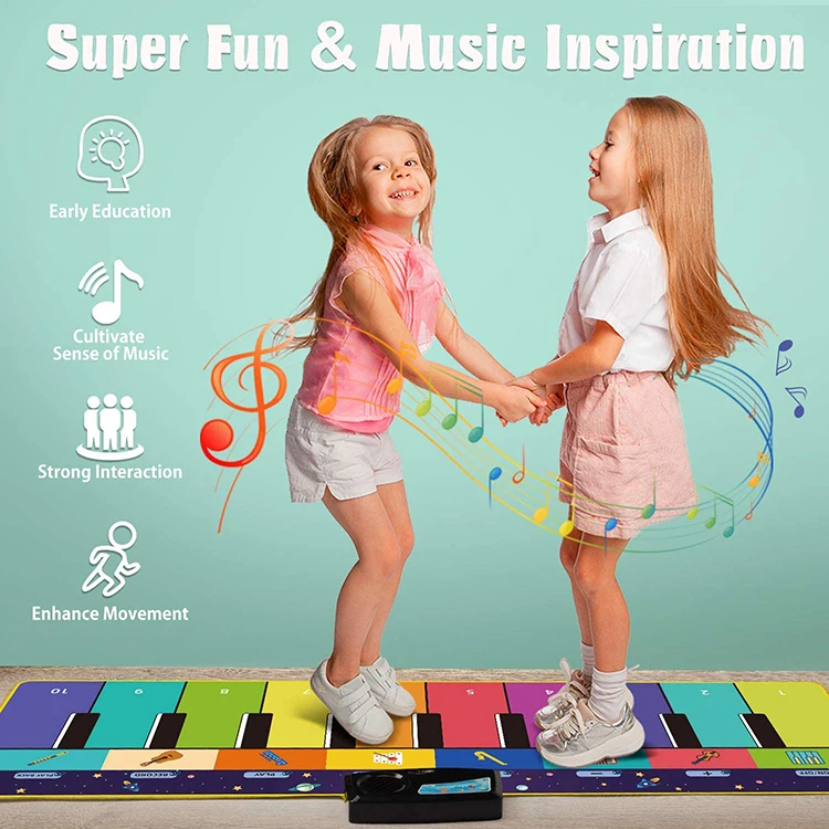 
Piano Keyboard Playmat Dance Mat Electronic Music Mat Touch Play Blanket Xmas Gifts Toys for Girls Boys Toddlers Kids 