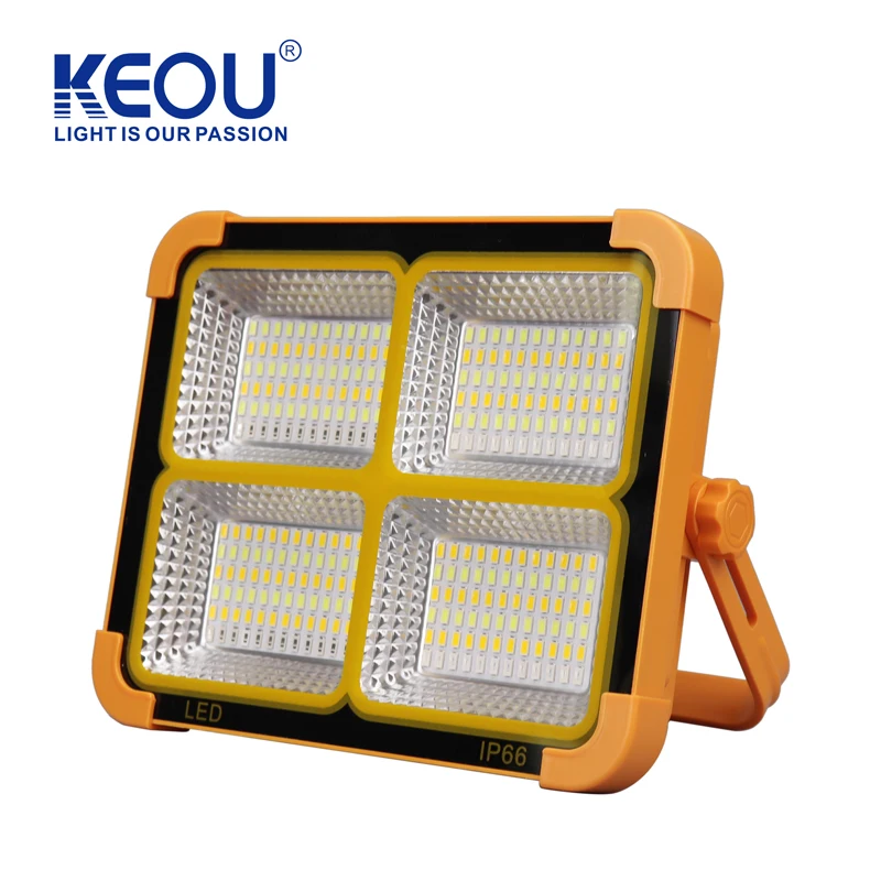 KEOU Rechargeable IP65 60W 100W 200W Emergency Power Supply Solar Flood Light