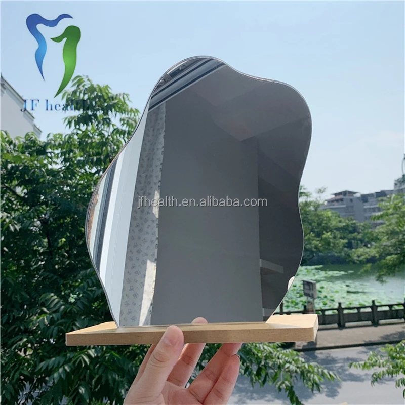 Custom Korea style creative fashion irregular makeup mirror wooden table top vanity mirror