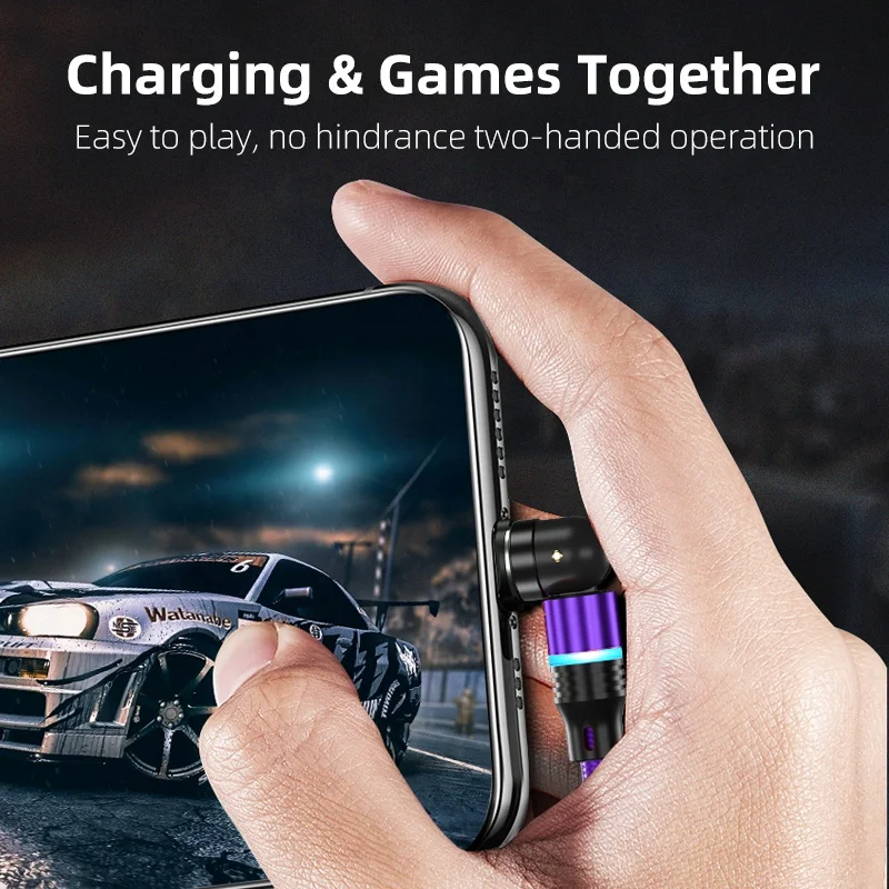 wholesale mobile accessories cell phone cable magnetic data cable 540 degree rotating charger for all phones