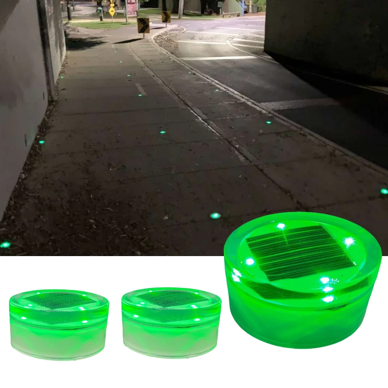 Flashing solar LED road stud light UV-resistant PC plastic oval green garden cat eye marker
