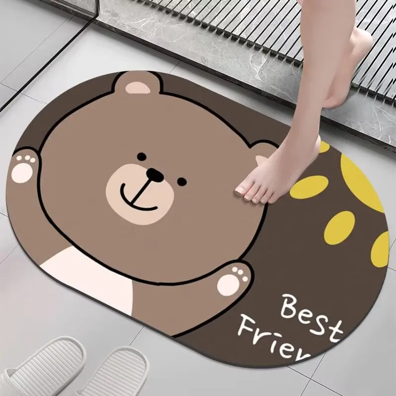 Diatom mud bathroom floor mat absorbs water quickly, separates dry and wet character rug, and thickens absorbent carpet