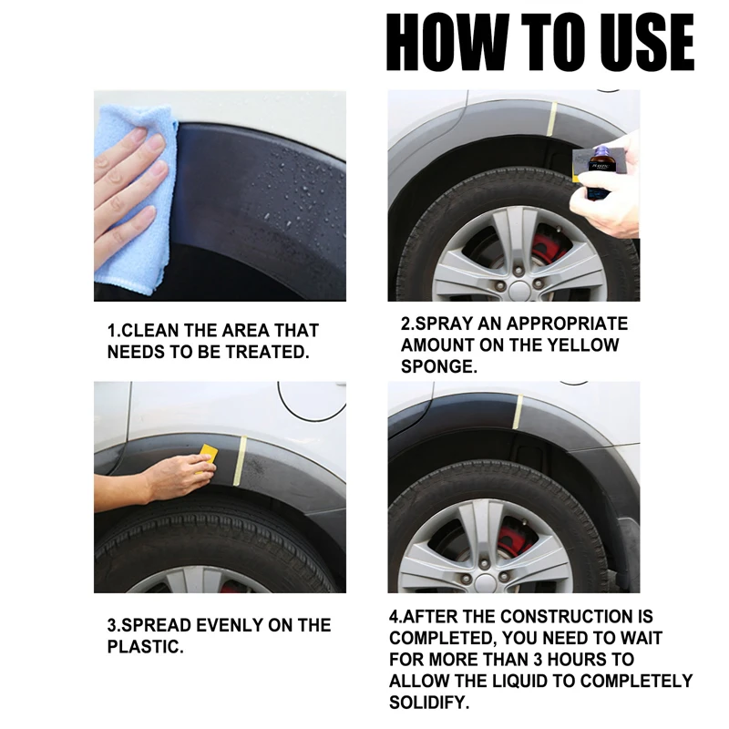 Rayhong 50ml car plastic parts retreading coating leather dashboard cab rubber refurbishing coating agent for white spot