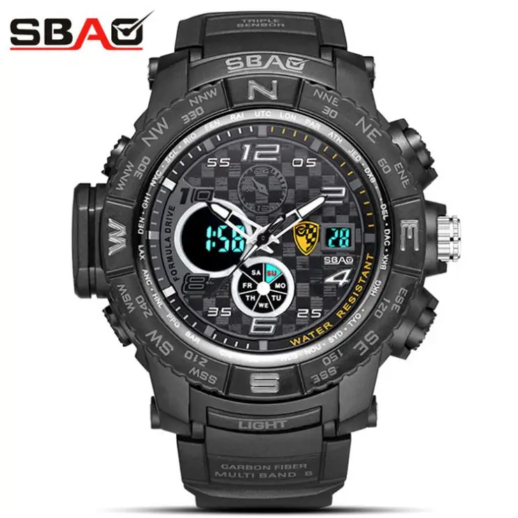  SBAO S-8006-2 знаменитые красные цифровые часы Вселенная красивый резиновый ремешок водостойкий Многофункциональный календарь двойной