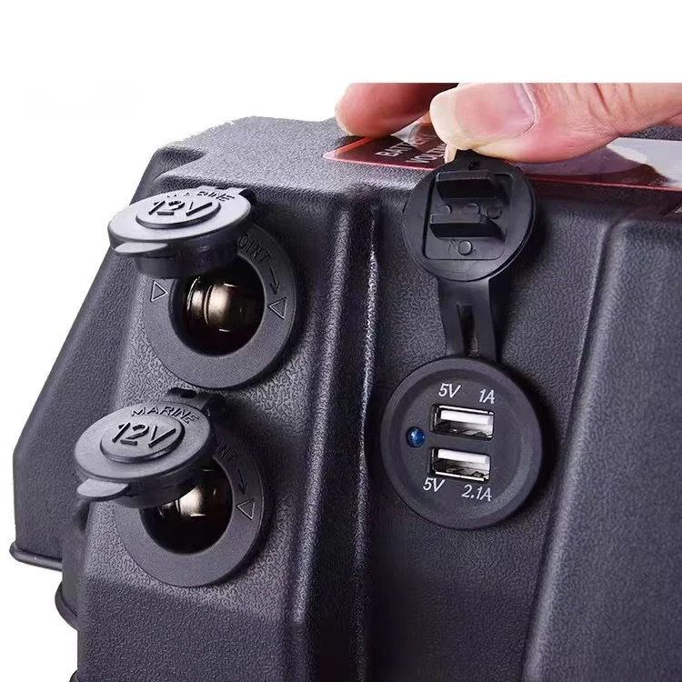 C Multifunctional Portable Outdoor USB12V Battery Box Marine Outdoor Plastic Waterproof 12v Battery Box Camping