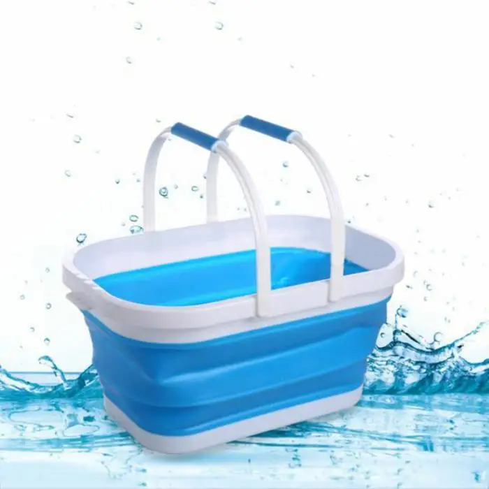 10L Silicone Retractable Folding Bucket Shopping Basket Kitchen Vegetable Fruit Tote