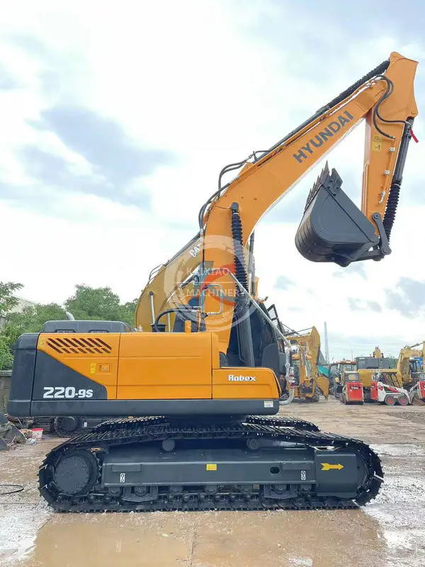 Hyundai 220 used excavator secondhand excavadora backhoe  22 ton in stock crawler digger hydraulic machine low price cheap