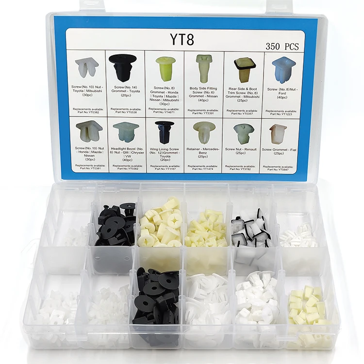 350Pcs Car Plastic Automotive Push Retainer Door Panel Trim Clips & Auto Body Fasteners Assortment Fender Rivet Bumper Kit Set