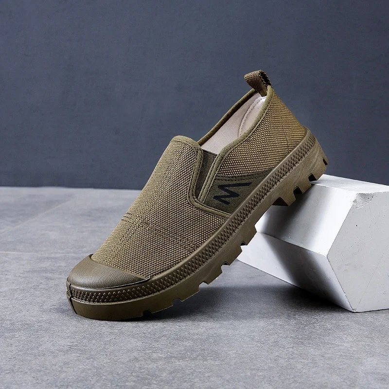 Casual Loafers Field Work Cheap Wholesale Price Without Laces Breathable China Factory Canvas Shoes