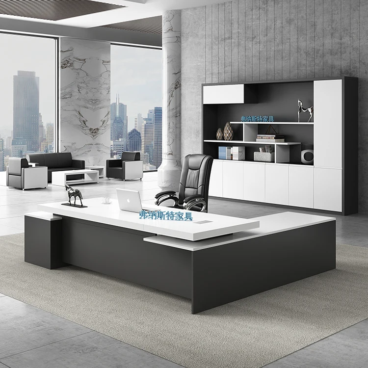 2021 New style modern wooden office furniture walnut color boss desk office desk