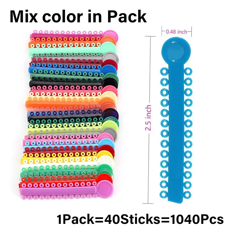 1040 Pcs Multicolored Braces Dental Orthodontic Ligature Ties Elastic Rubber Bands For Brackets Brace