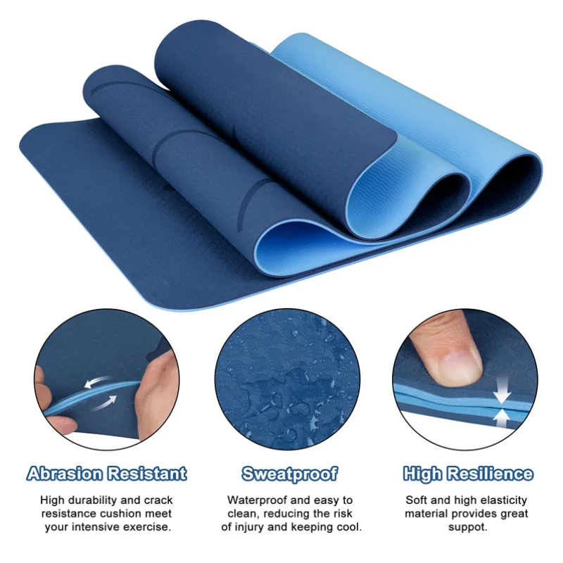 2023 TPE Yoga Exercise Mat 6mm Home Fitness Anti Slip TPE Yoga Mat With Custom Logo