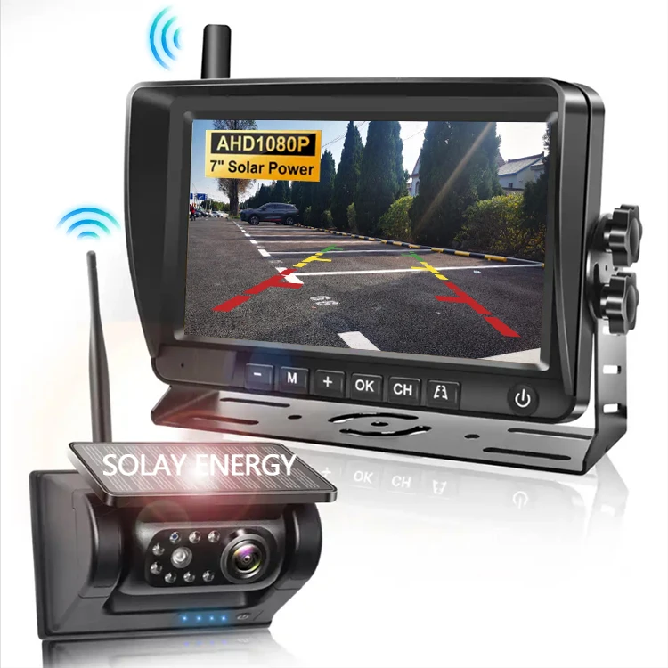 Magnetic Solar Energy Dash Cam Security Backup Dvr System Wireless Wifi Solar Powered Car Camera For Car Truck Rv Trailer