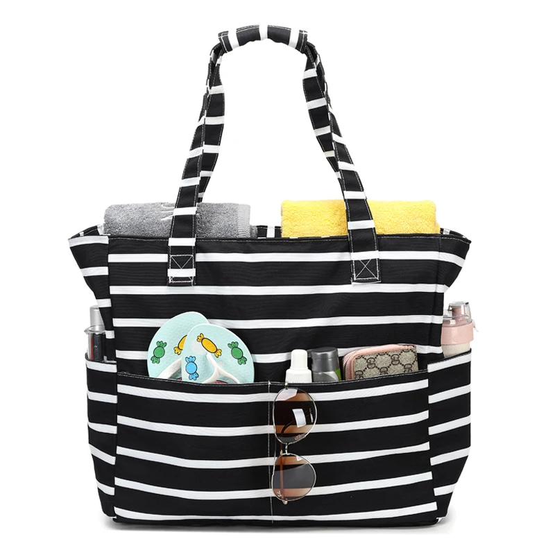 Custom logo waterproof handbags summer tote pool women beach bag