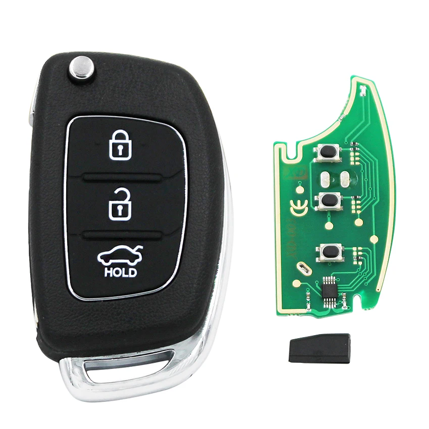 3 Button Folding Flip Remote Smart Car Key Fob 433MHz ID46 Chip with Uncut Blade for Hyundai New IX35 or New Santa Fe