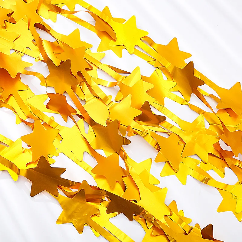 Ychon Metallic Foil Tinsel Fringe Backdrop Door Fringe Twinkle Star Garland for Birthday Wedding Party Photo Backdrop