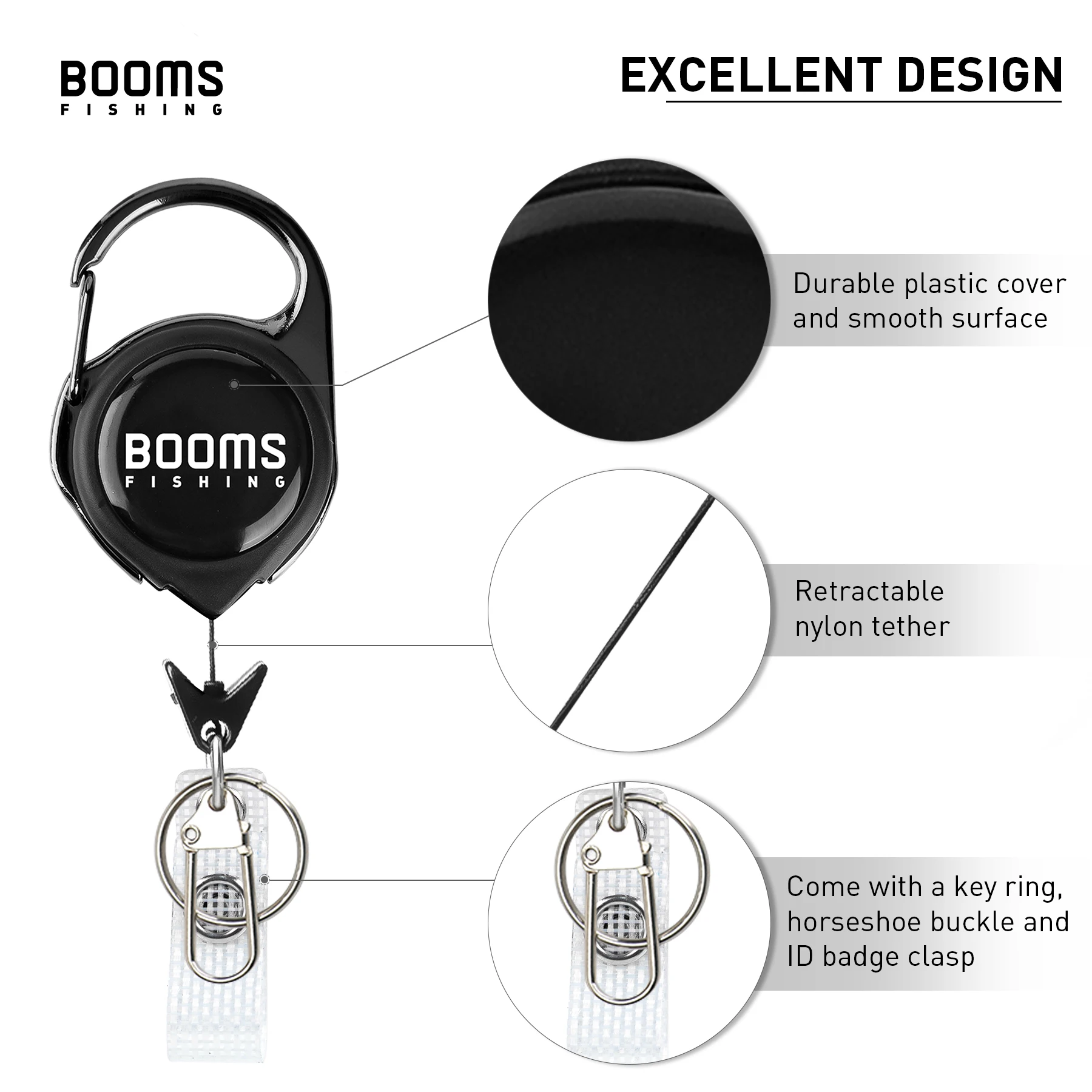 Retractor Keychain 4.1in Retractable Reel Badge Holder Tool Key Ring Horseshoe Buckle ID Badge Clasp RG1 Tether 2 PCS in Pack