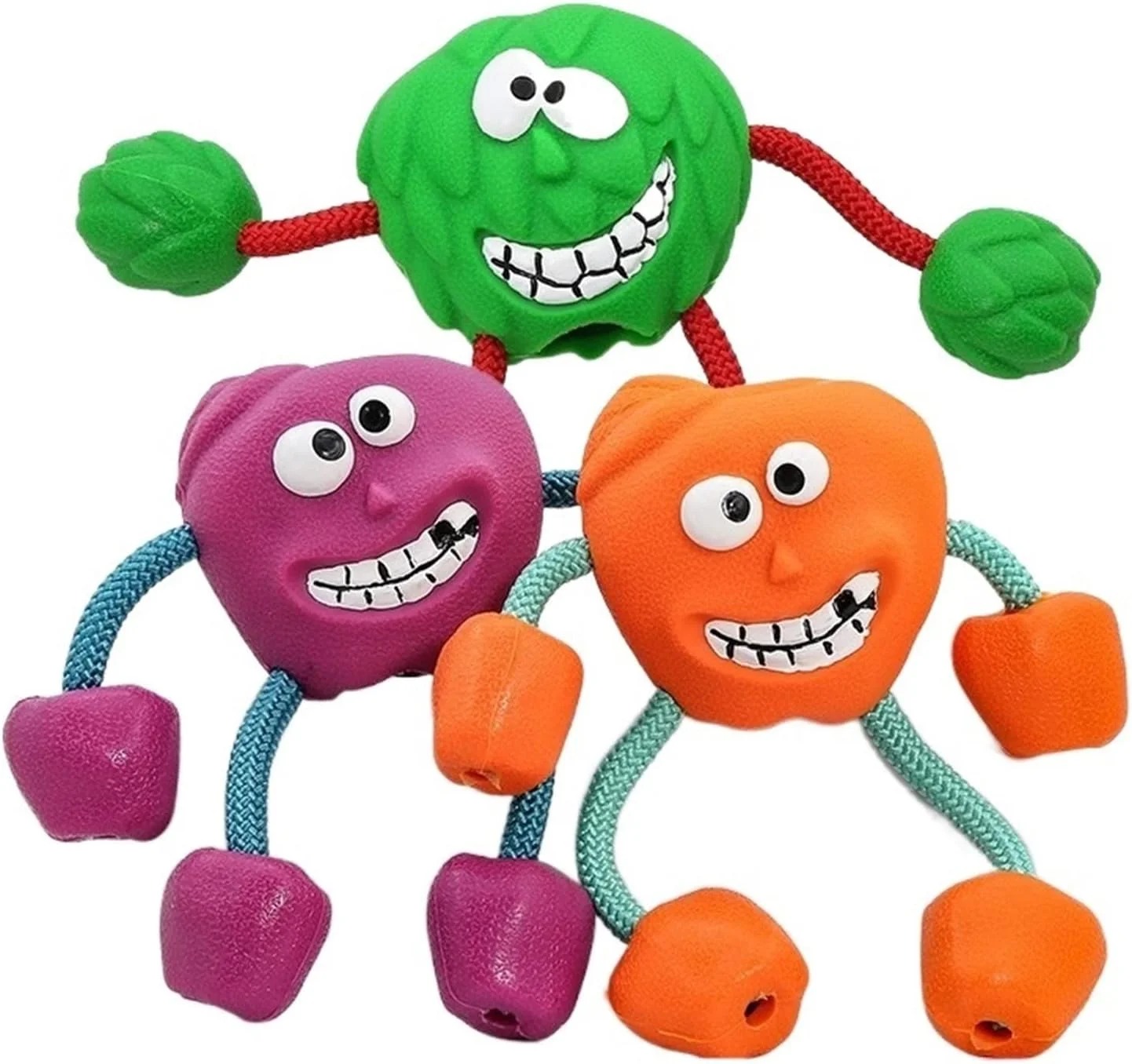 Dog Teeth Cleaning Toy Dog Squeaky Toy Pet Chewing Molar Toys Rubber Treat Dispensing Dog Rope Ball Milk Flavored