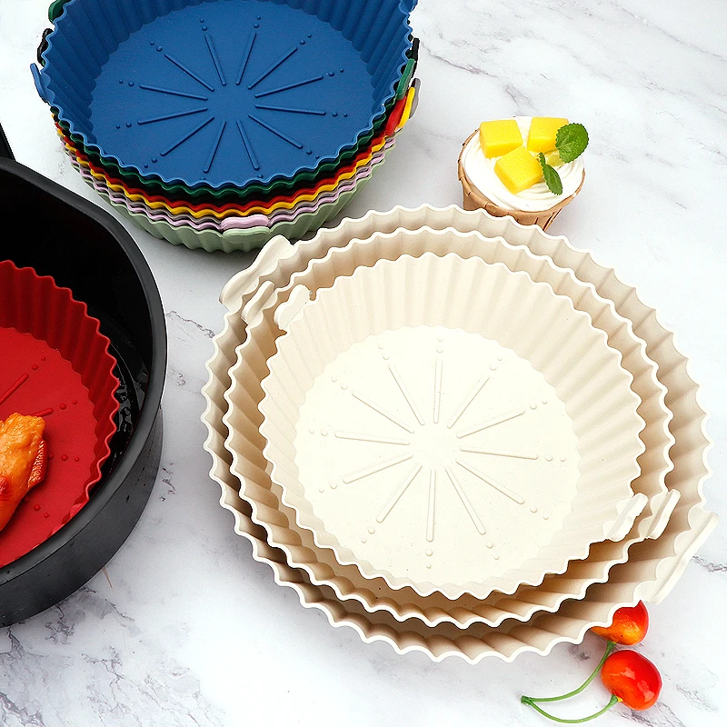 7/8/9.5 Inch New Arrivals Reusable Silicone Air Fryer Pot Accessories Non-stick Air Fryer Silicone Liner Basket