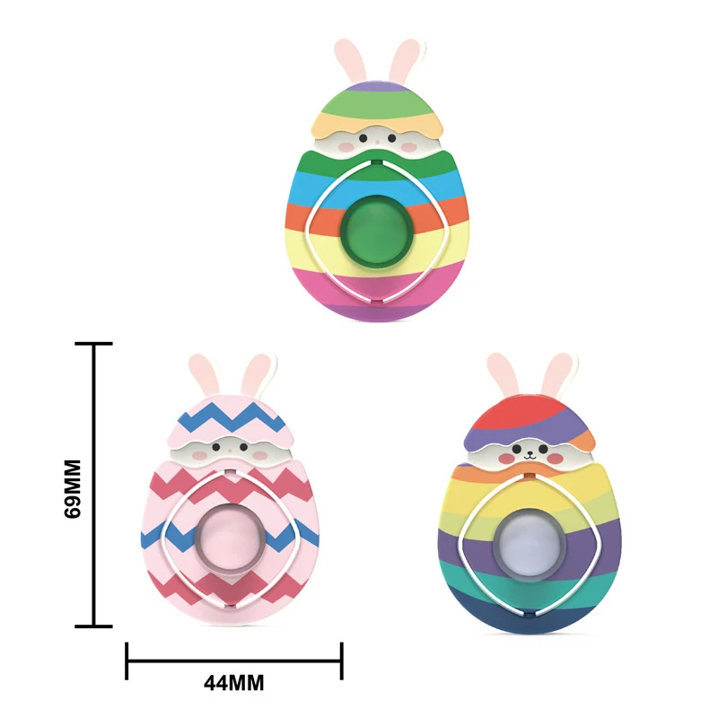 2022 Latest Design Cartoon Press Small Bunny Egg Anti Stress Finger Sensory Toy Push Bubble Pop Spinner Popper Easter Fidget Toy