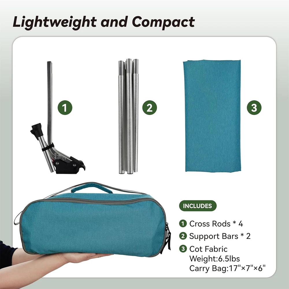 Lightweight Aluminium Picnic Bed Single Tent Cots Compact Portable Folding Camping Bed