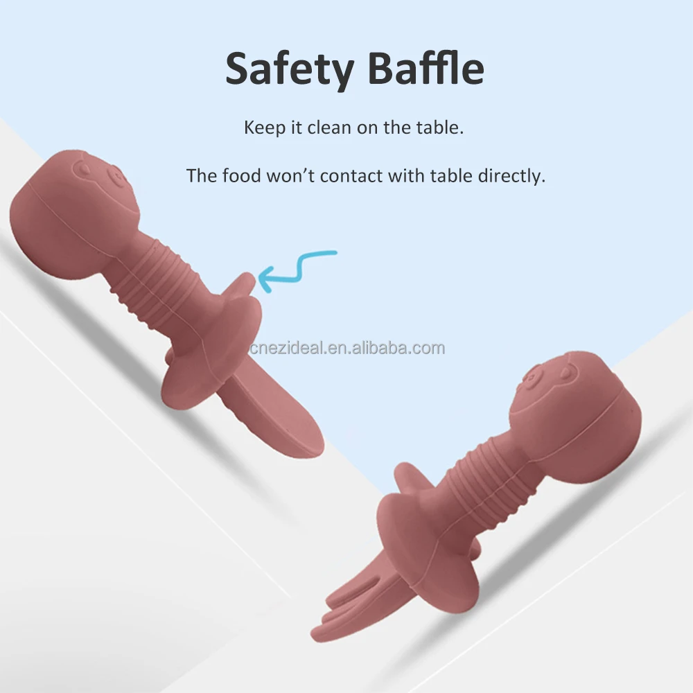 Wholesale Bpa Free Food Grade Soft Toddler Silicone Cutlery  Little MiniTraining Spoon Silica Baby Fork And Spoon Set