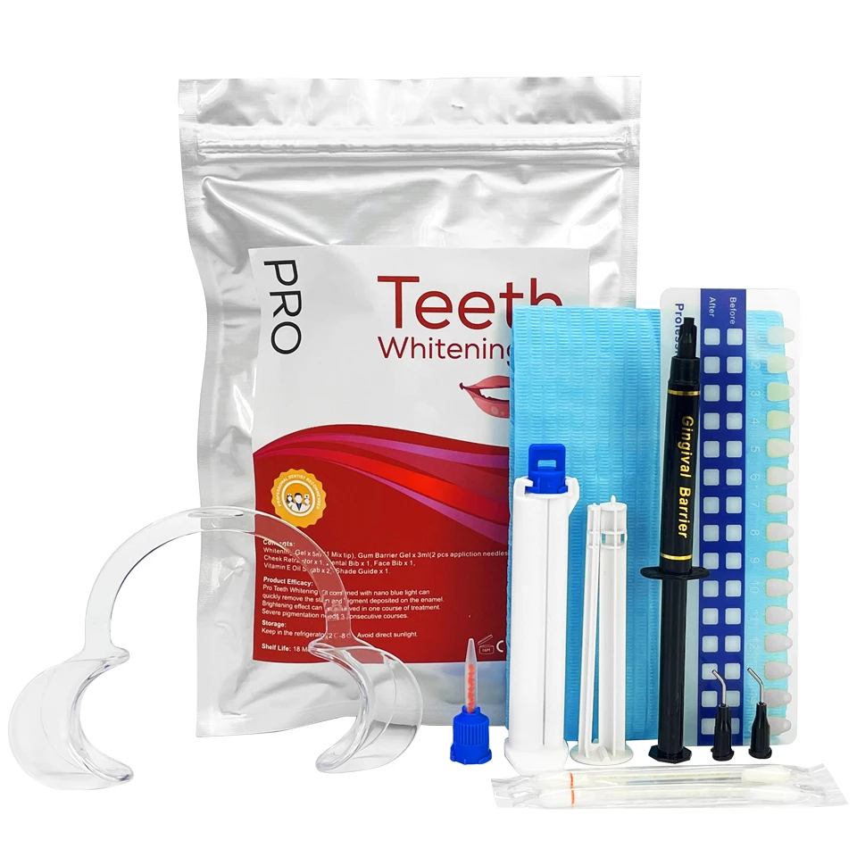 Professional CE Dental Gum Protector Double Tube Teeth Whitening Gel Dental Clinic Teeth Whitening Kit