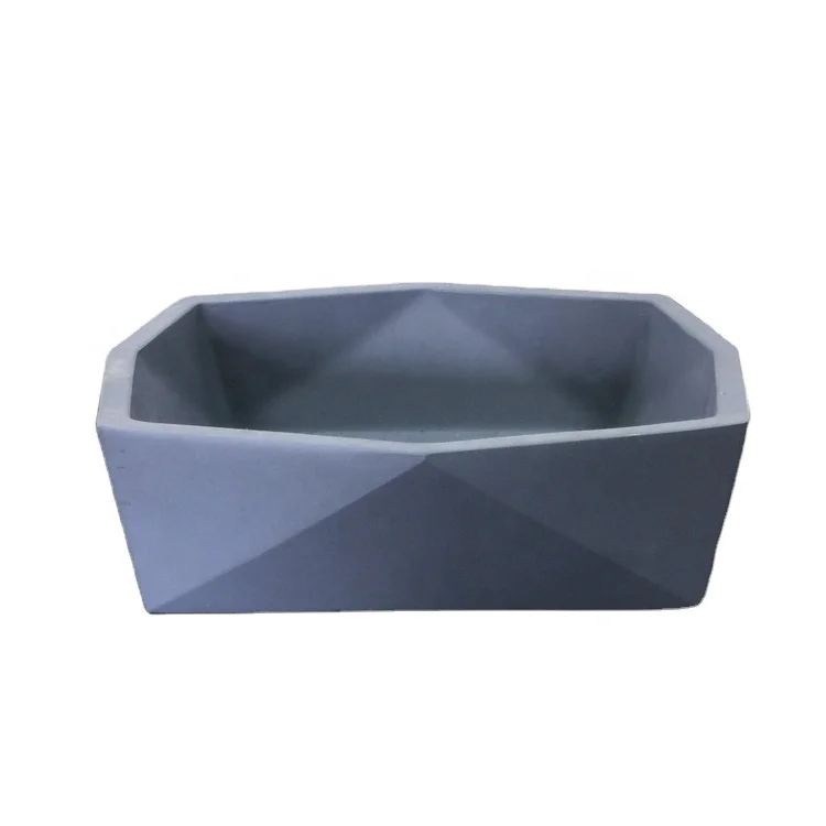 Large Diamond square concrete flower pot Gray cement pots for plants flower