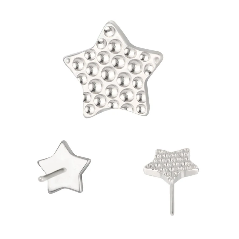 Fashion ASTM F136 Titanium Threadless Push Pin Earring Implant Grade Labret Top Nose Rings Piercing Jewelry Wholesale