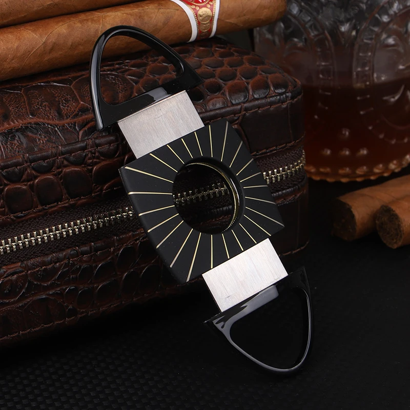 Perfect Professional Stainless Steel Black Large Diameter Double Blade Round Cut Cigar Cutter