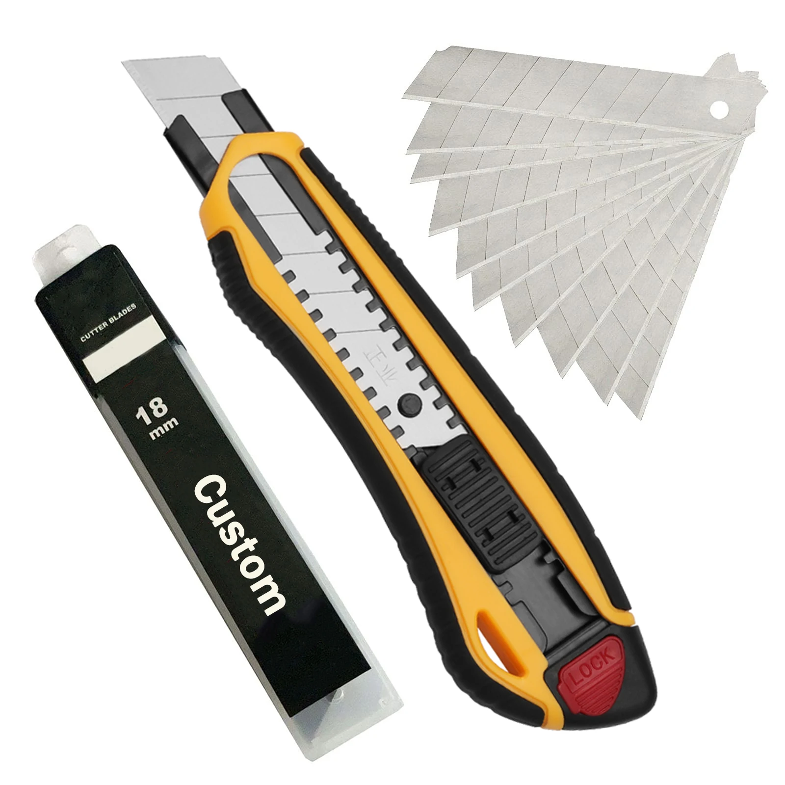 Factory Custom 18mm Snap off Knife Professional Utility Knife Rubber Anti-slip Box Cutter Knives