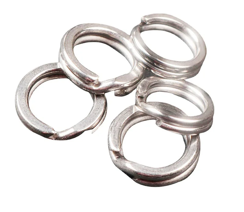 New 0#-12# Stainless Steel Flattening Ring Bait Clip fishing gadgets Jigging Snaps 150kg pull Split Rings Fishingaccessory