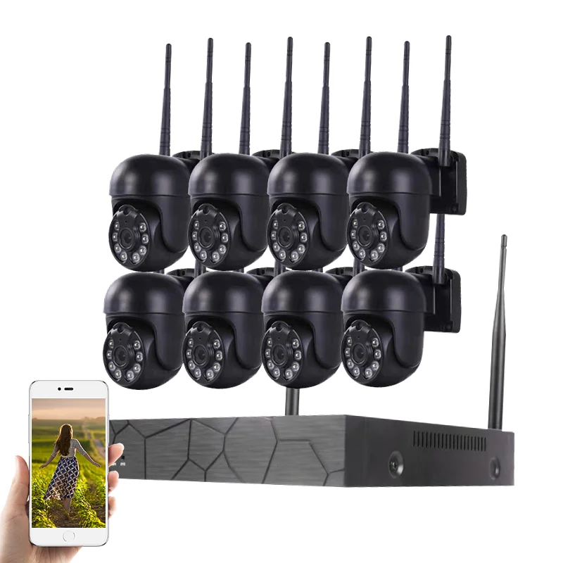 Fengtaida Tuya AI Home Security 8CH Wireless CCTV Camera System 5MP HD Waterproof WiFi NVR Kit Outdoor IP Bullet Camera