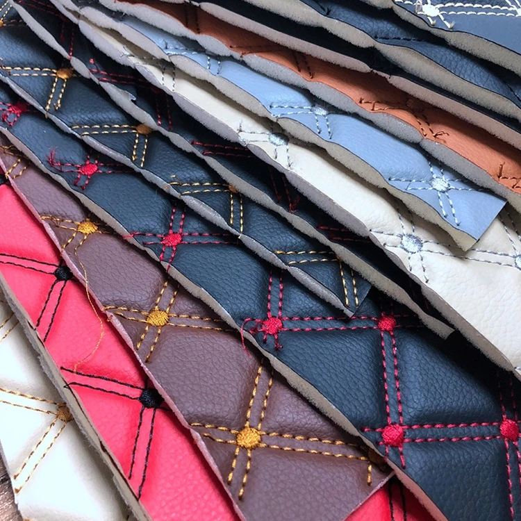 2021 Quality Guaranteed Diamond Stitching Synthetic Leather Embroidery Quilted Synthetic Leather