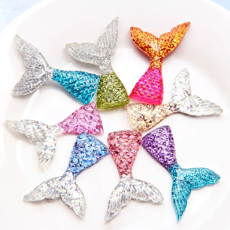 2023 hot sale lovely mixed glitter Styles Multicolored resin Mermaid fish Tail for diy decoration charms